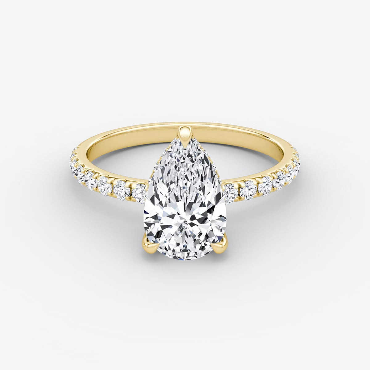 The Classic Hidden Halo Pear Engagement Ring in Pave Standard Band