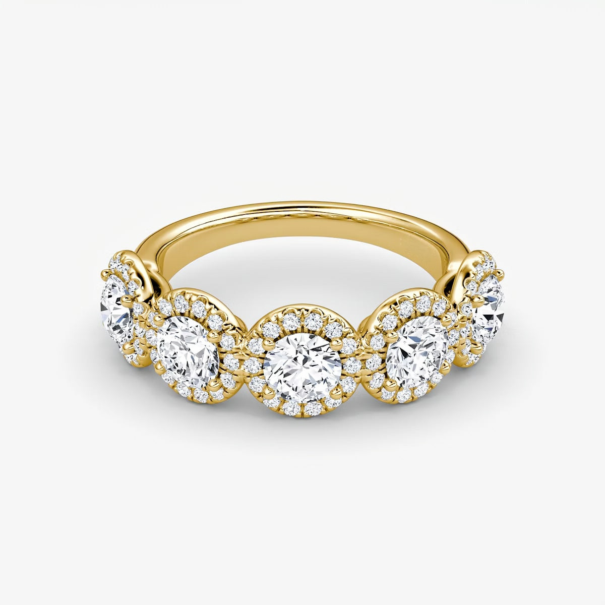 Round Five Stone Halo Band