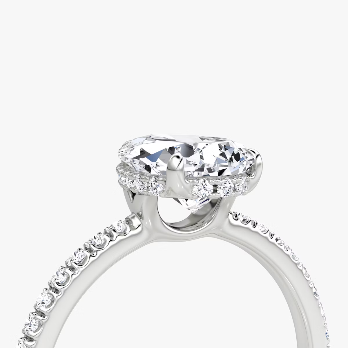 The Signature Pear Engagement Ring in Pave Standard Band