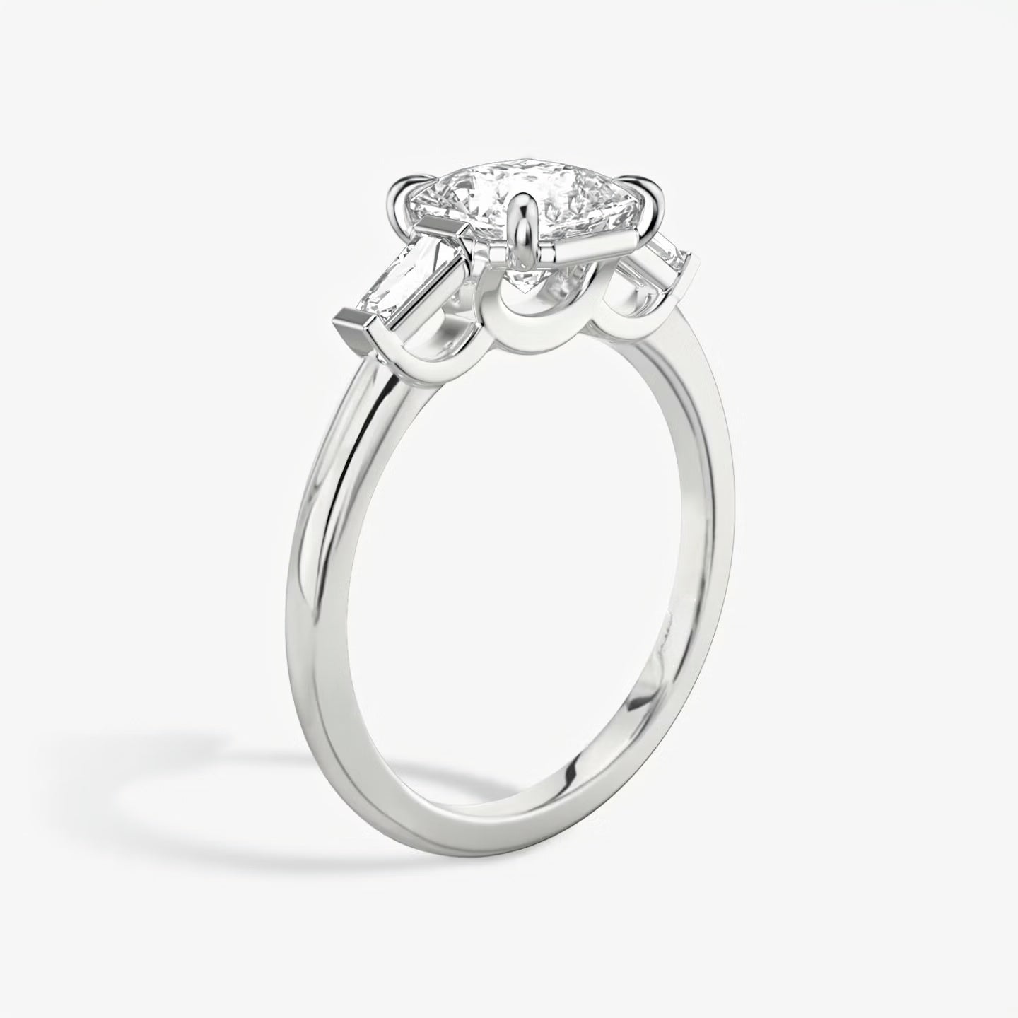 Three Stone Engagement Ring Plain in Asscher