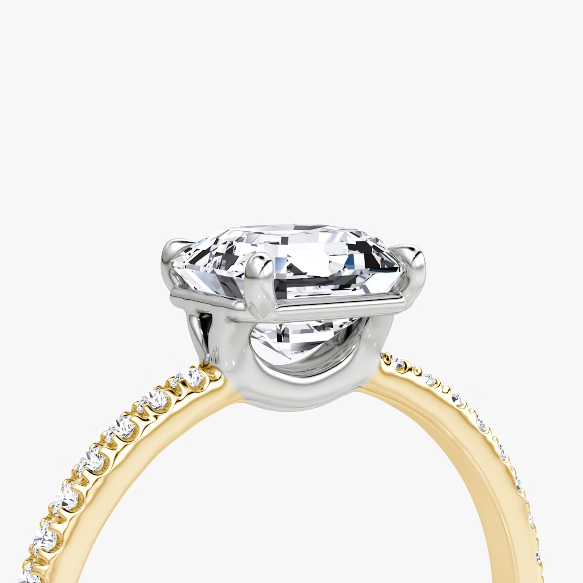 The Signature Asscher Engagement Ring in Pave Standard Band