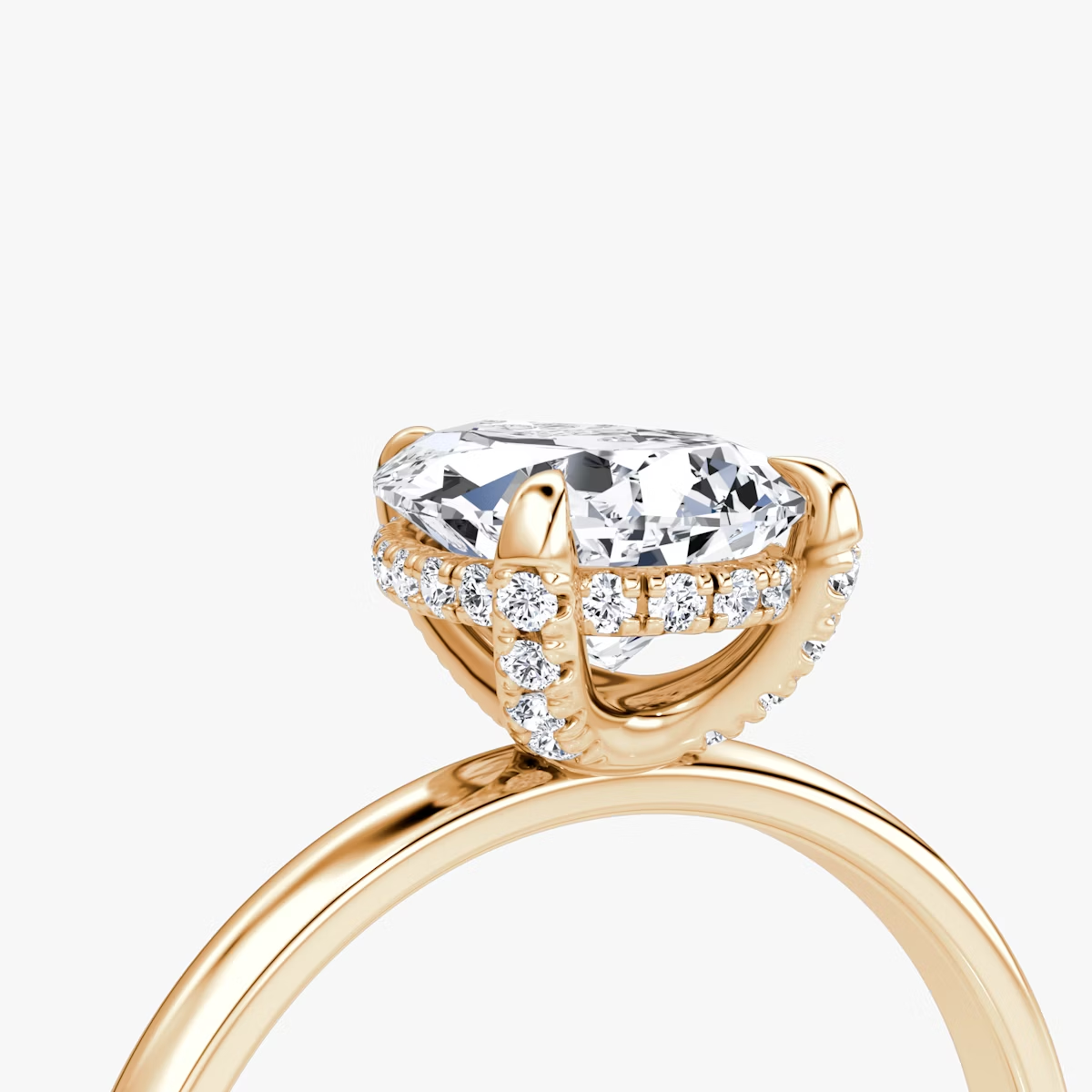 The Classic Hidden Halo Pear Engagement Ring in Plain Standard Band