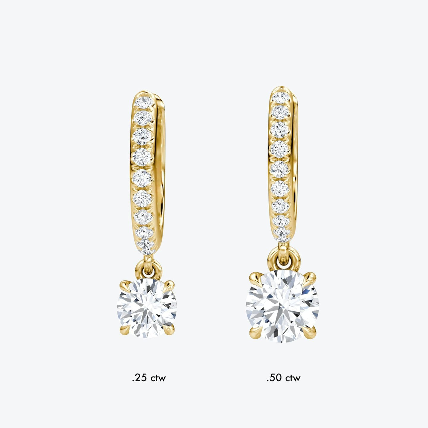 Solitaire Pavé Drop Huggie Hoop