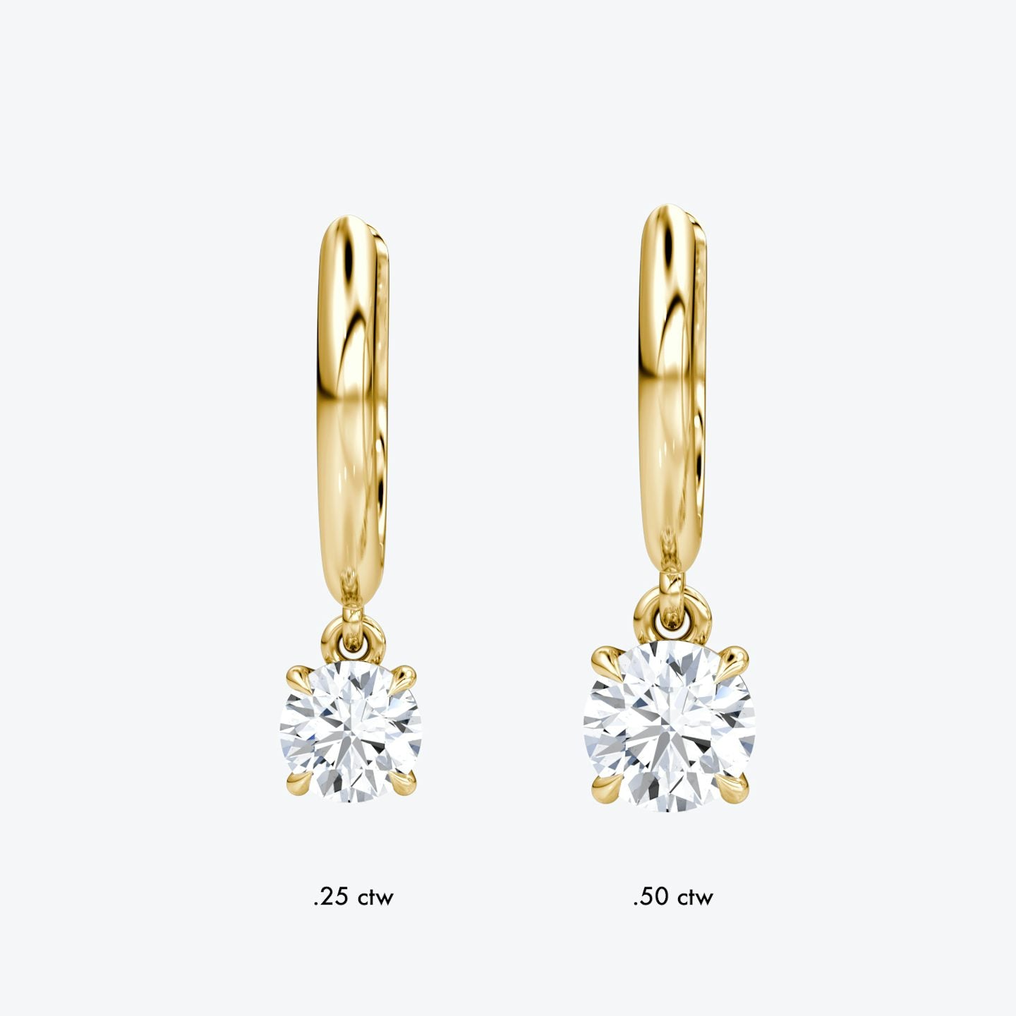 Solitaire Plain Drop Huggie Hoop