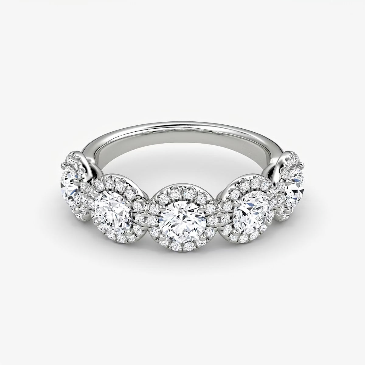 Round Five Stone Halo Band