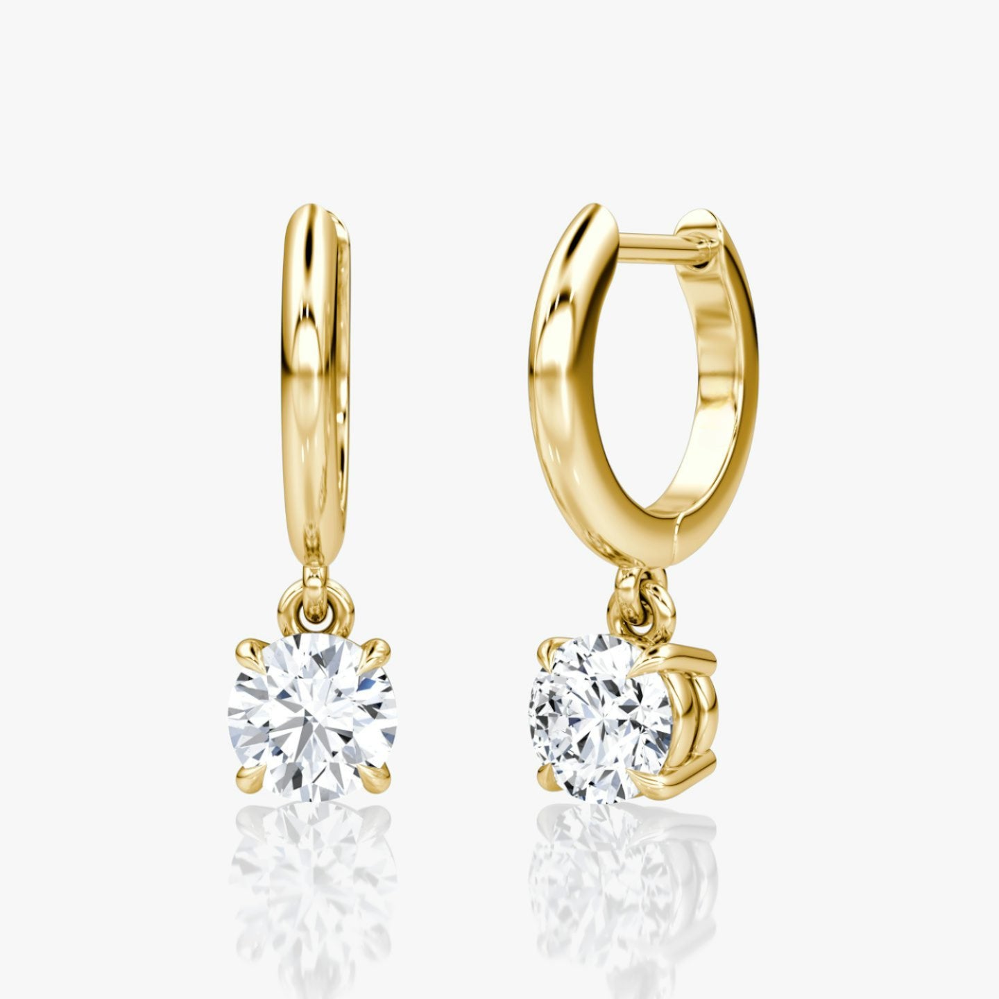 Solitaire Plain Drop Huggie Hoop