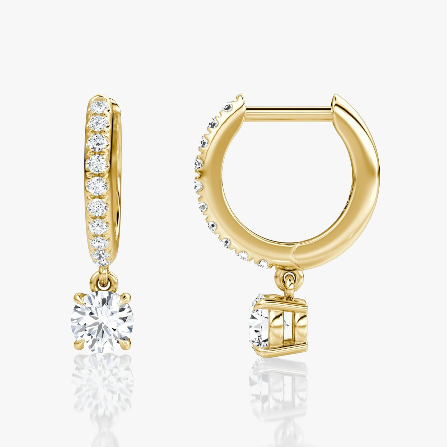 Solitaire Pavé Drop Huggie Hoop