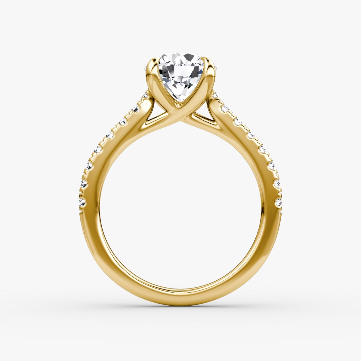 Trellis Cathedral Round Pave Engagement Ring