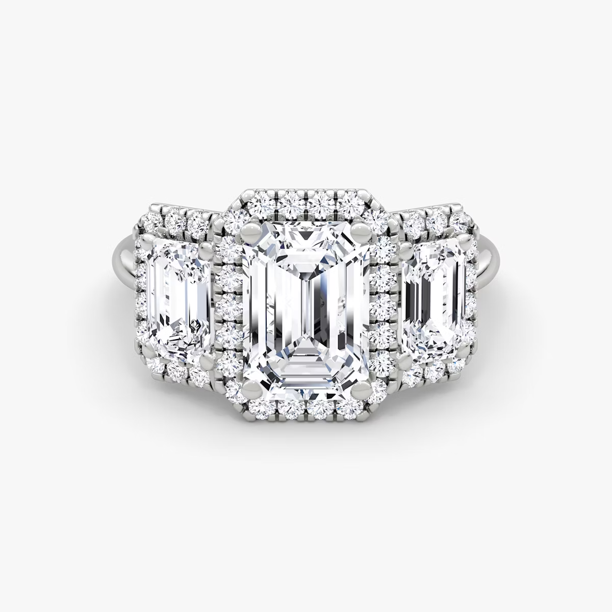 Emerald Three Stone Halo Band