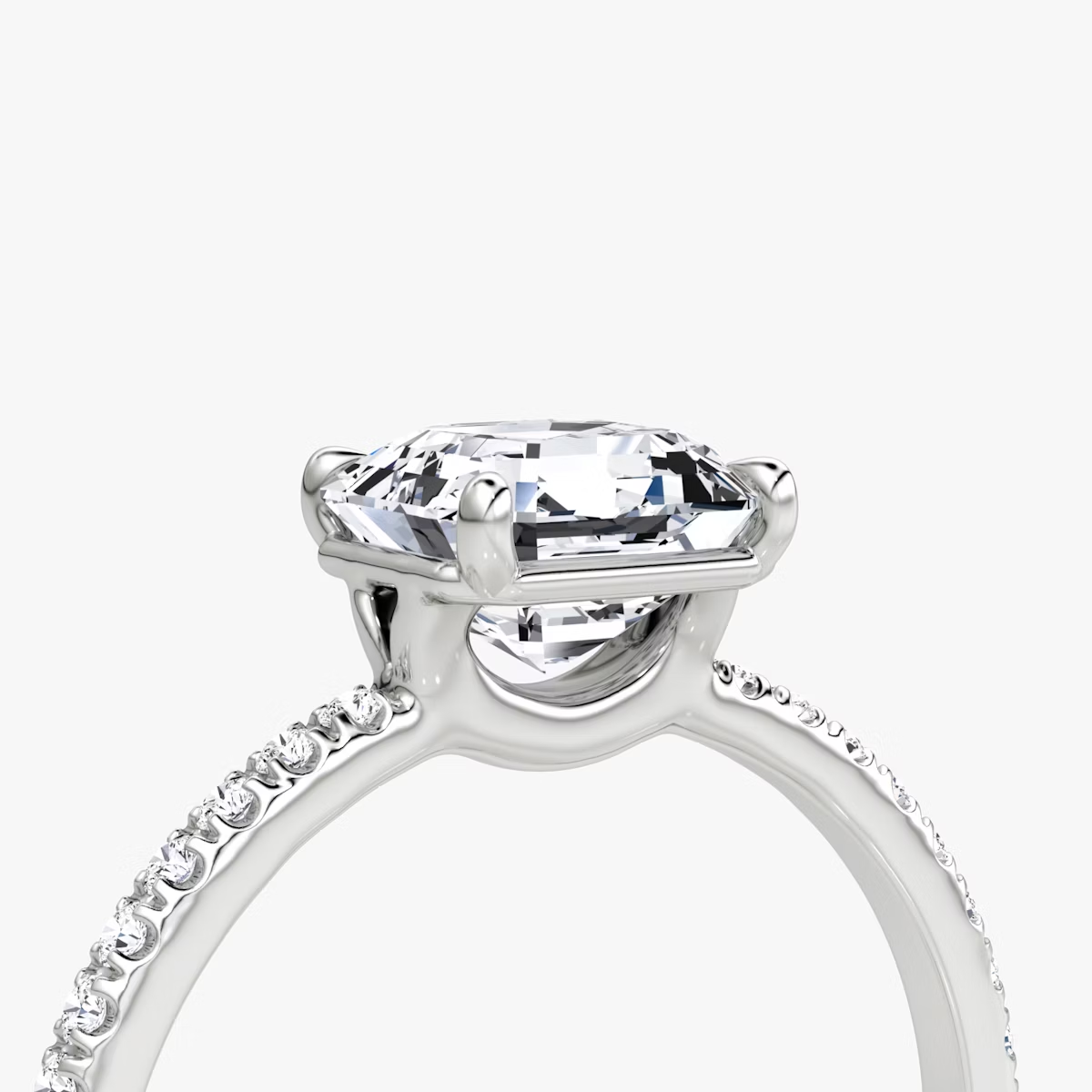 The Signature Asscher Engagement Ring in Pave Standard Band