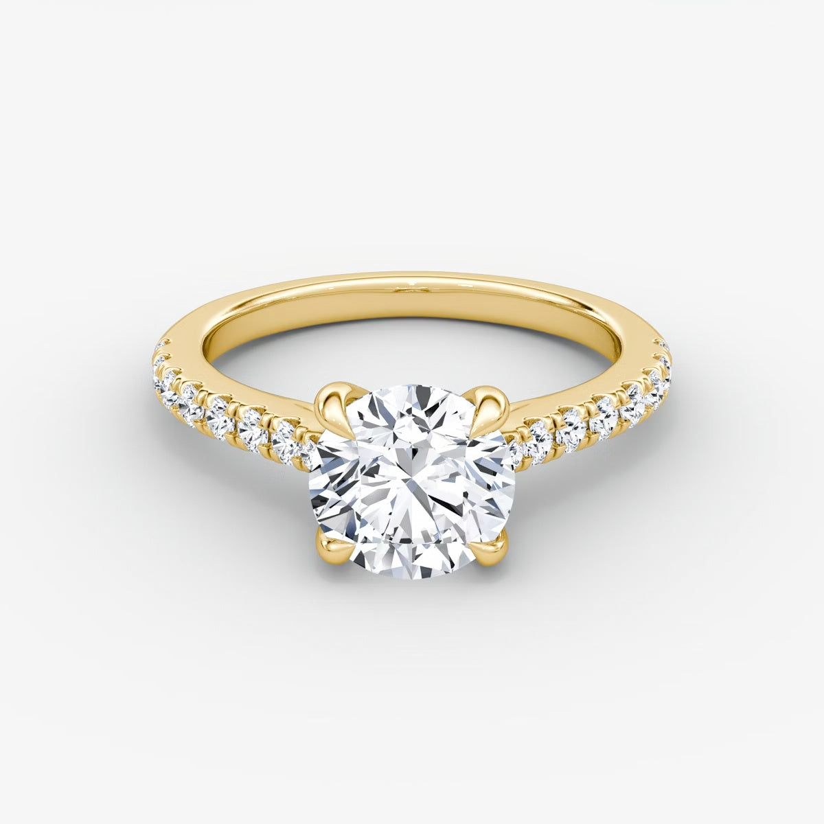 Trellis Cathedral Round Pave Engagement Ring