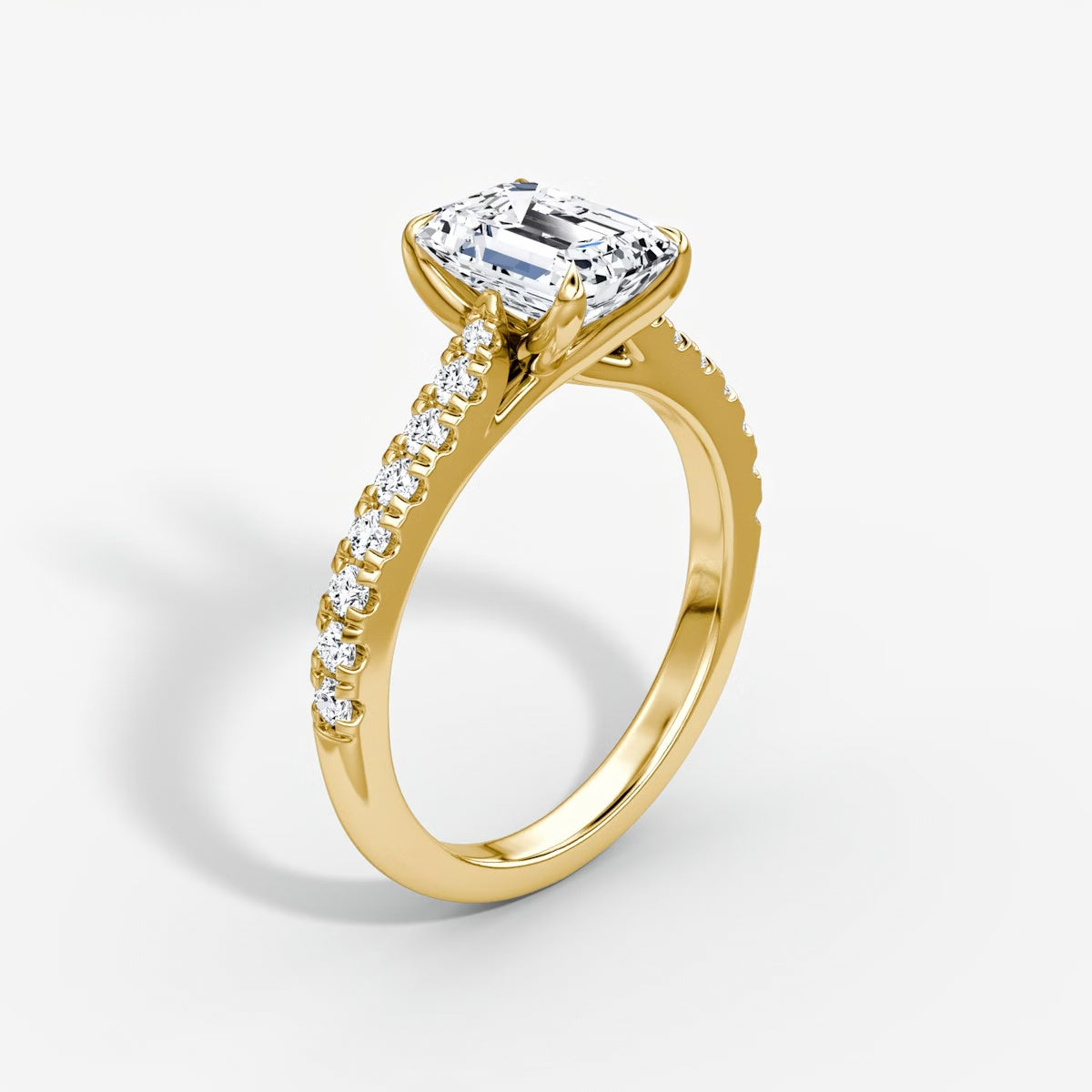 Trellis Cathedral Emerald Pave Engagement Ring