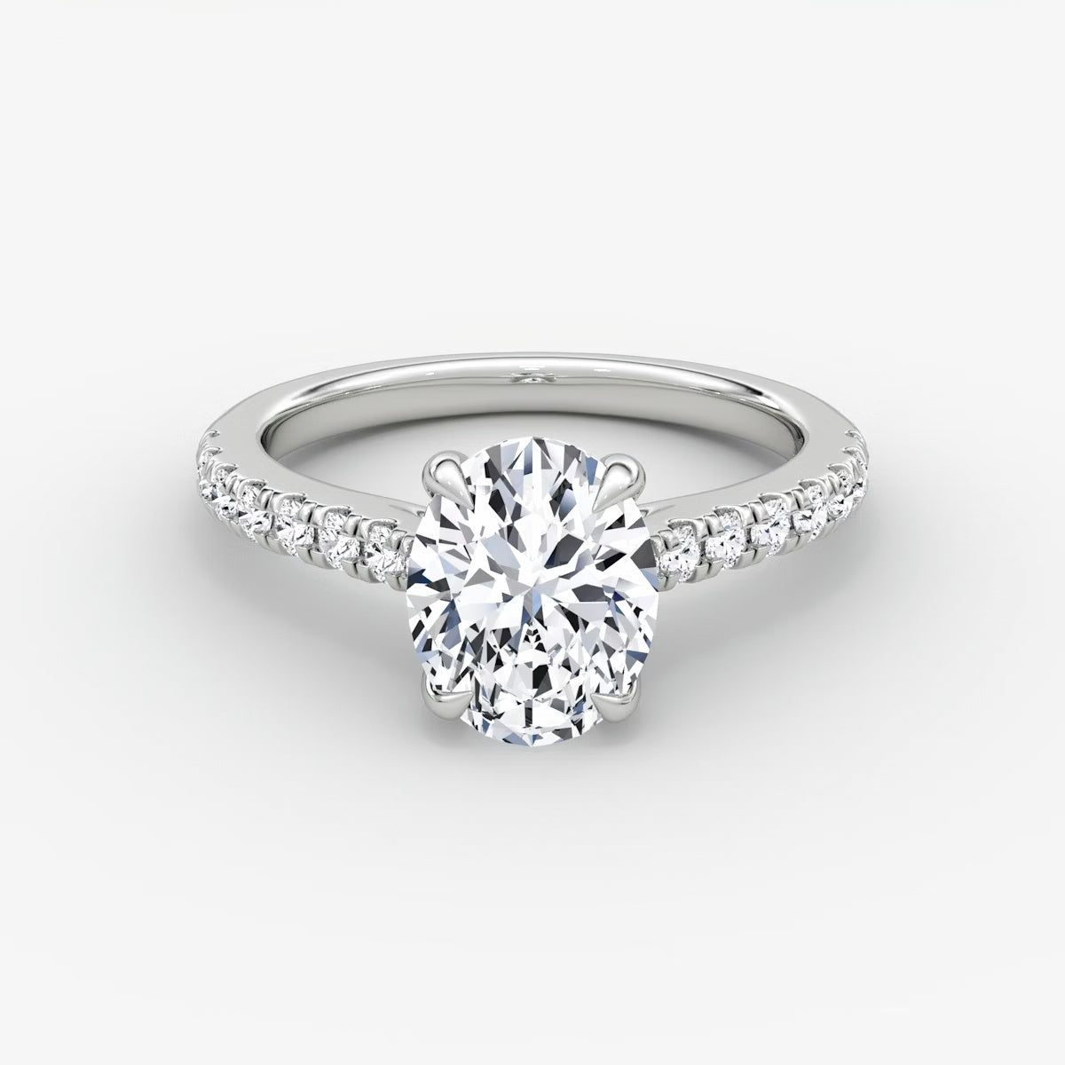 Trellis Cathedral Oval Pave Engagement Ring