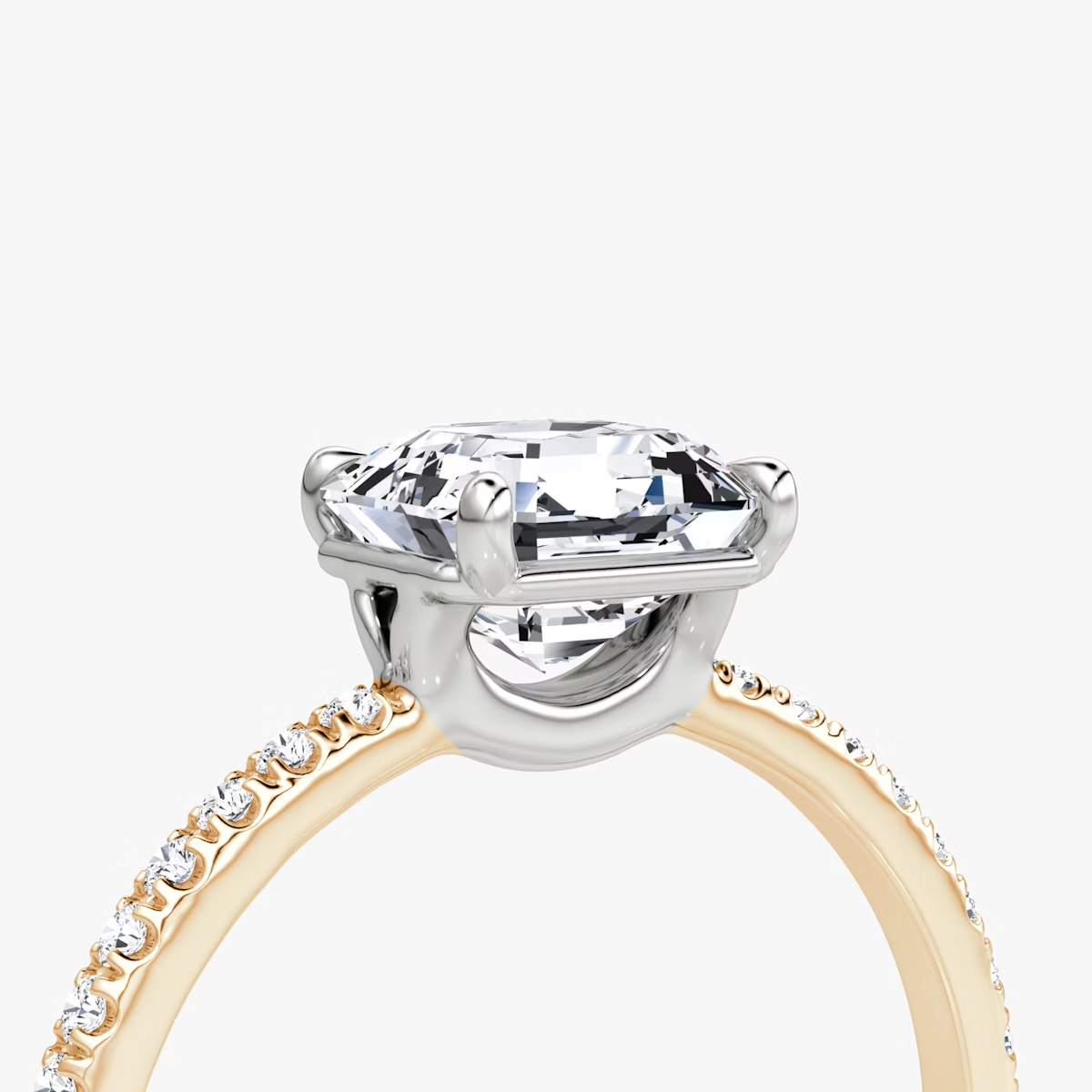 The Signature Asscher Engagement Ring in Pave Standard Band
