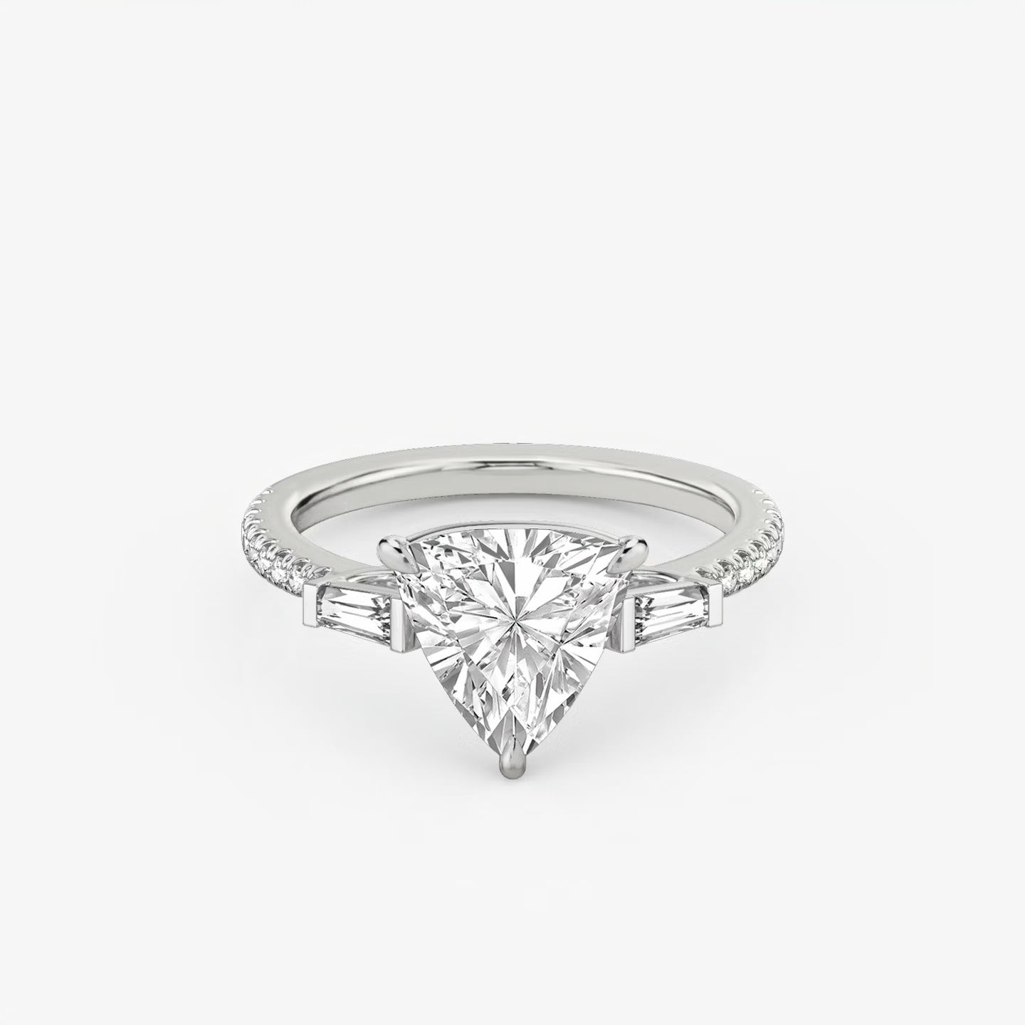Three Stone Engagement Ring Pave in Trillion