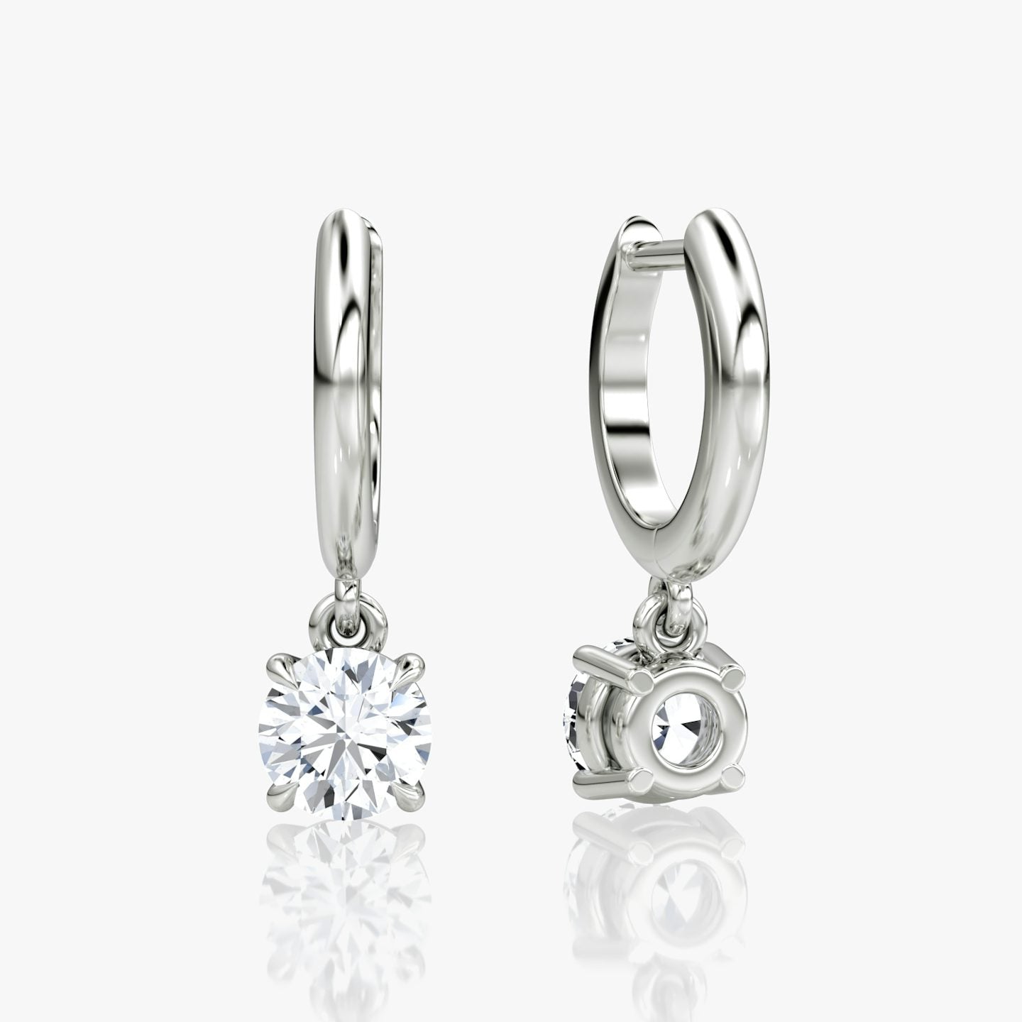 Solitaire Plain Drop Huggie Hoop
