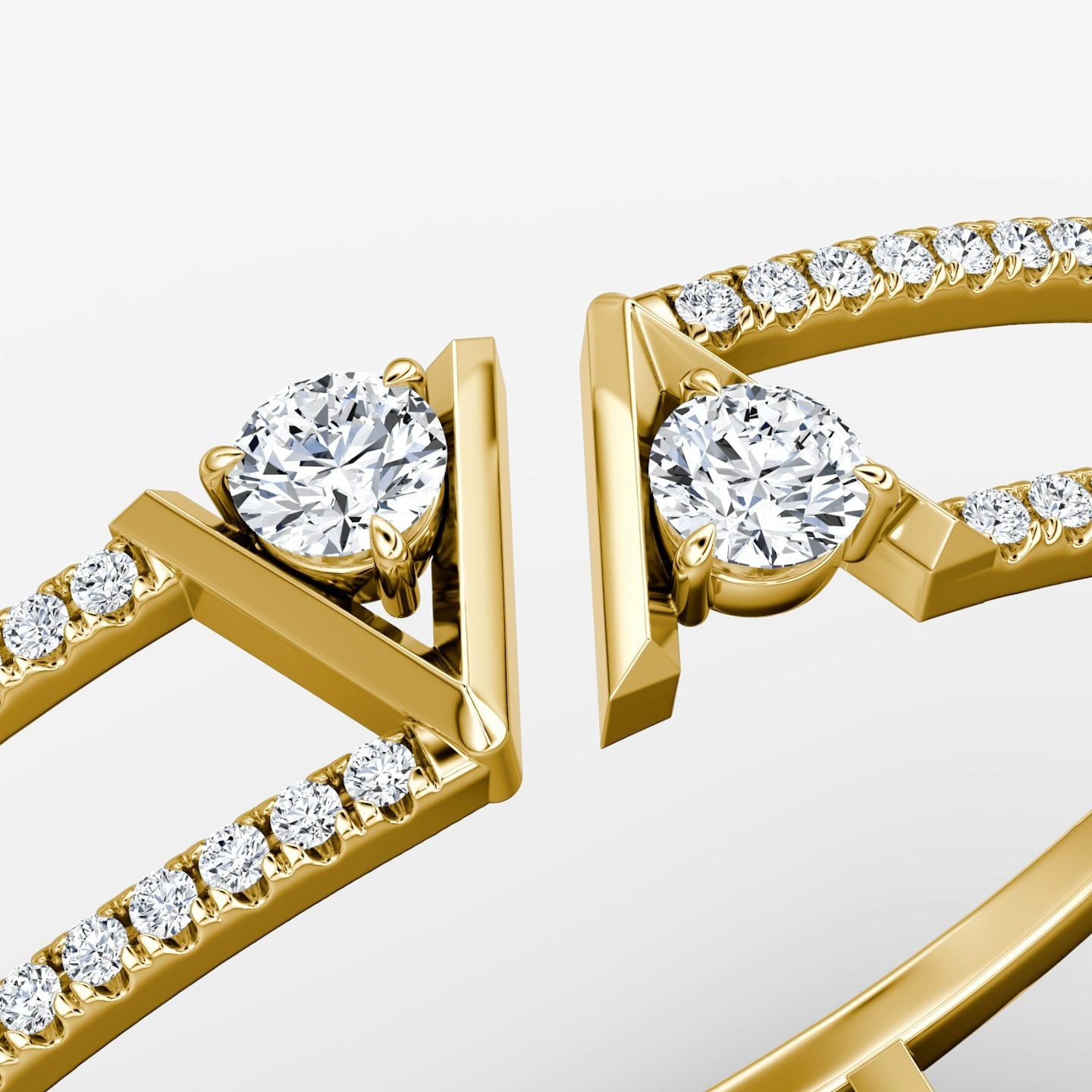 Pave V Double Row Bangle