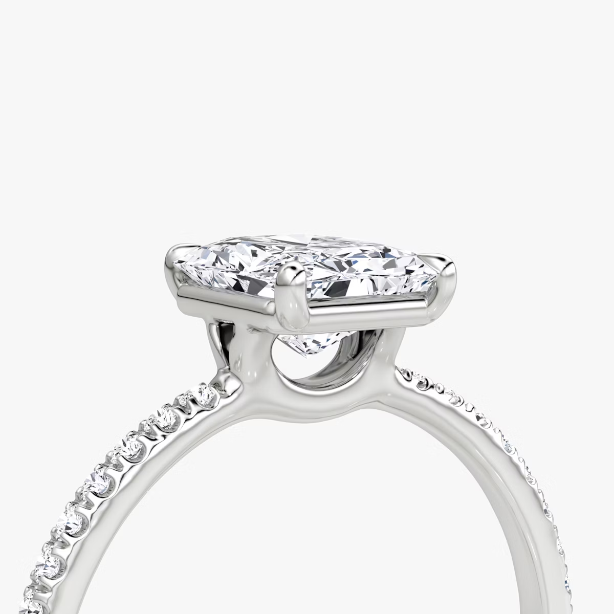 The Signature Radiant Engagement Ring in Pave Standard Band