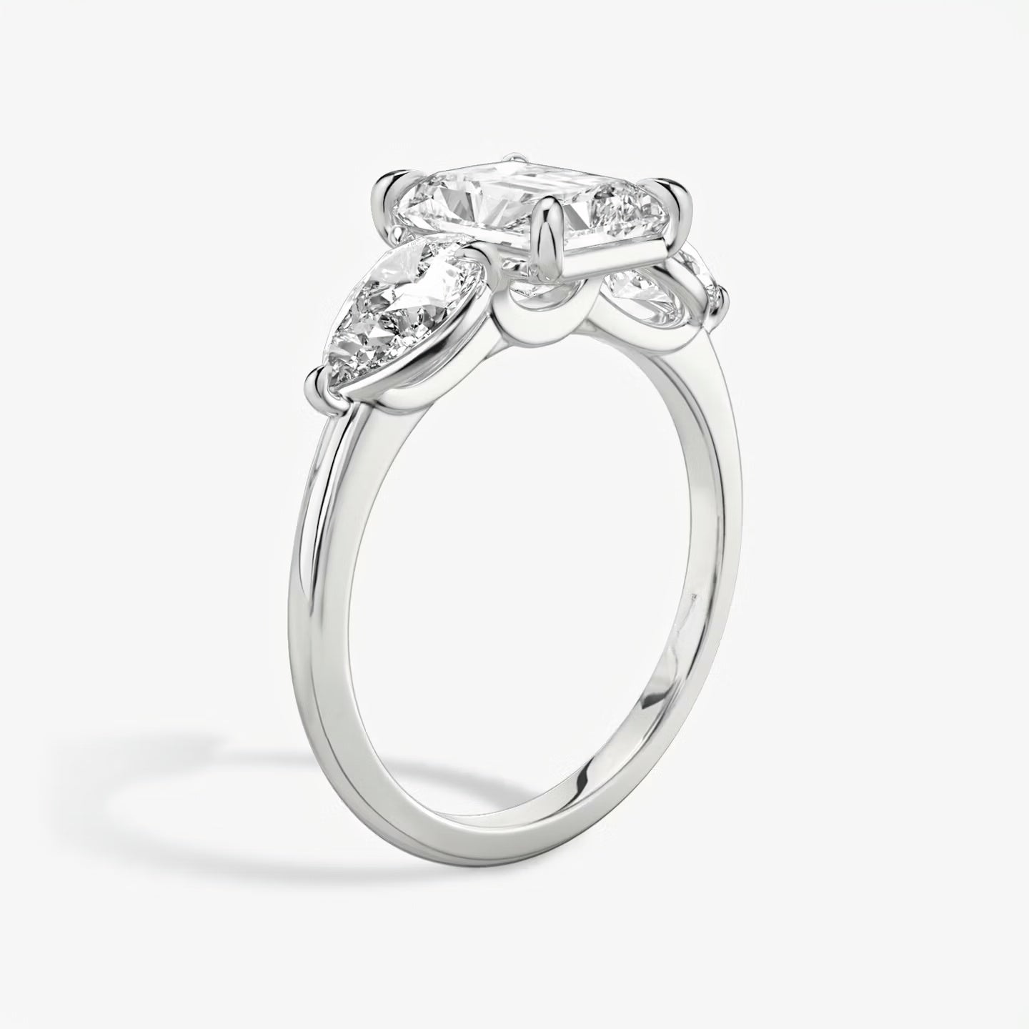 Three Stone Engagement Ring Plain in Radiant