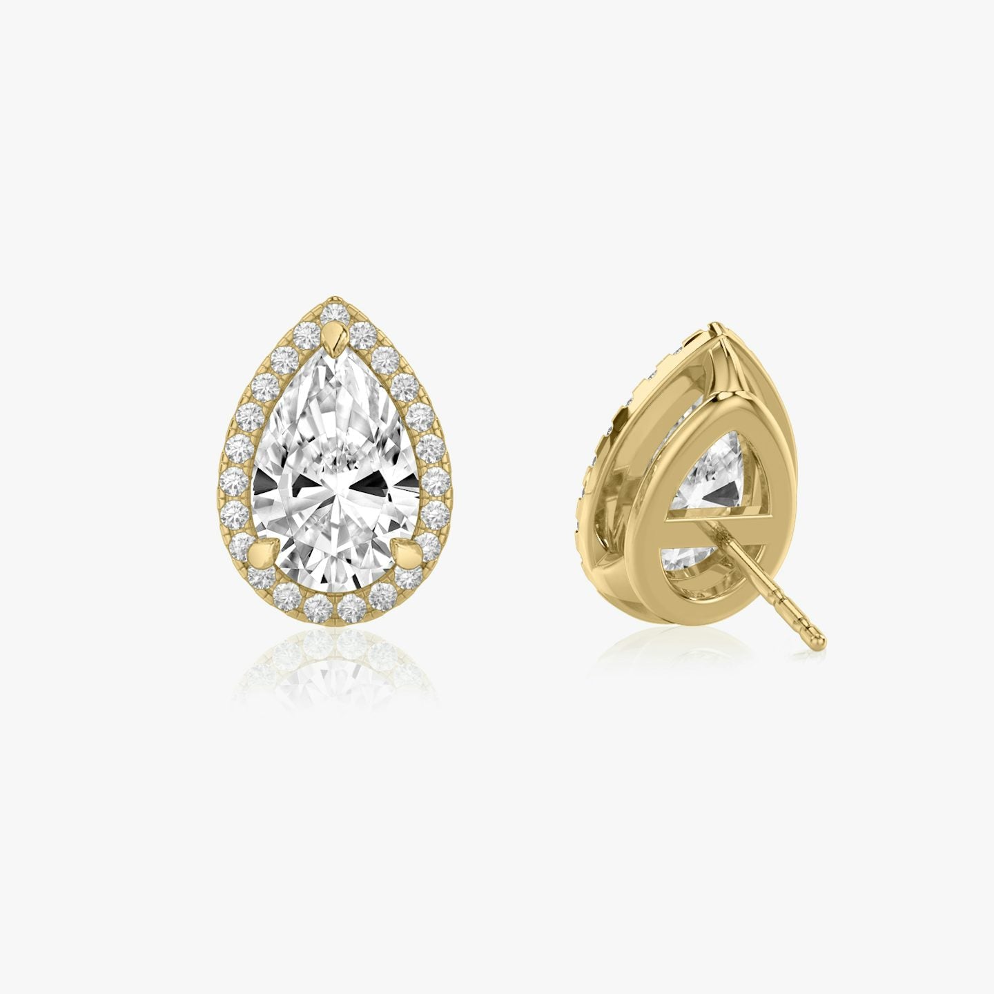 Pear Halo Stud