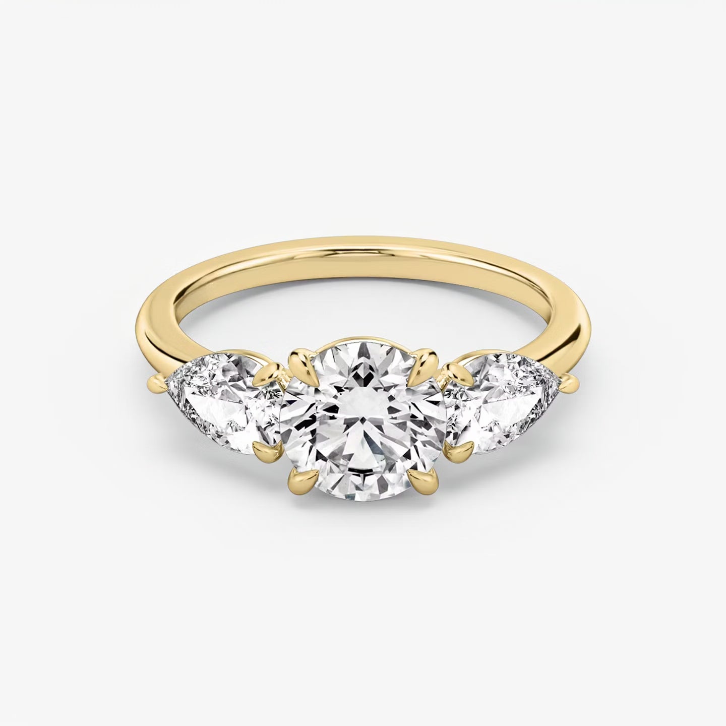 Three Stone Engagement Ring Plain in Round Brilliant