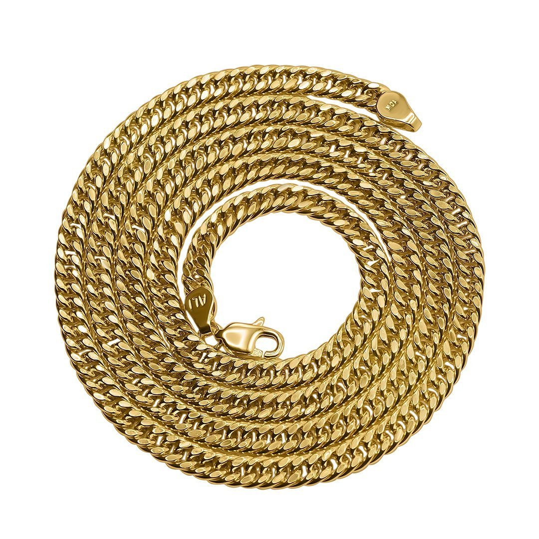10k Yellow Gold Hollow Cuban Link Chain 4 mm