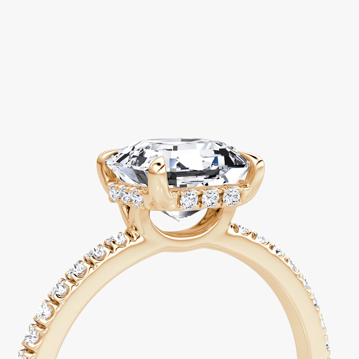 The Signature Asscher Engagement Ring in Pave Standard Band