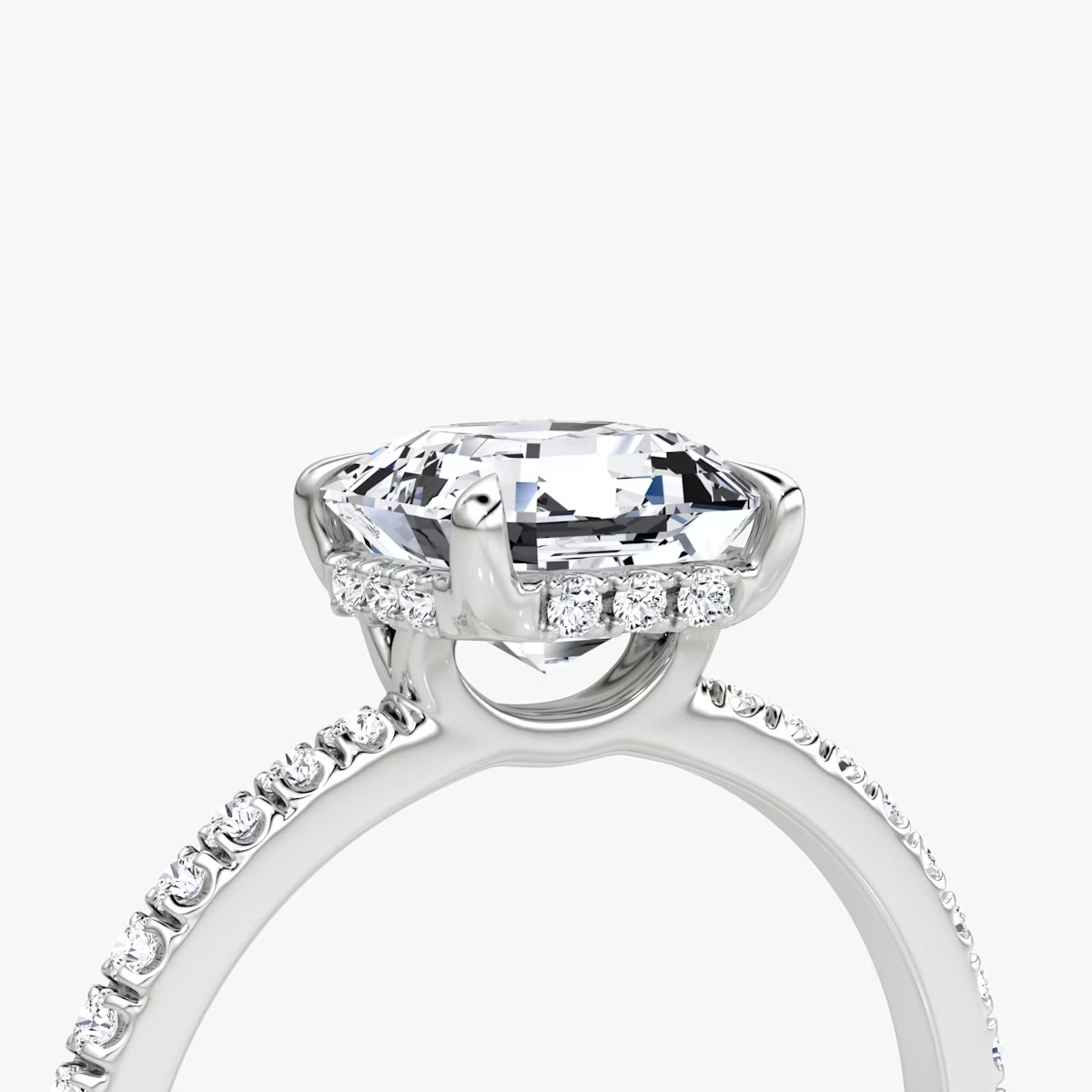 The Signature Asscher Engagement Ring in Pave Standard Band