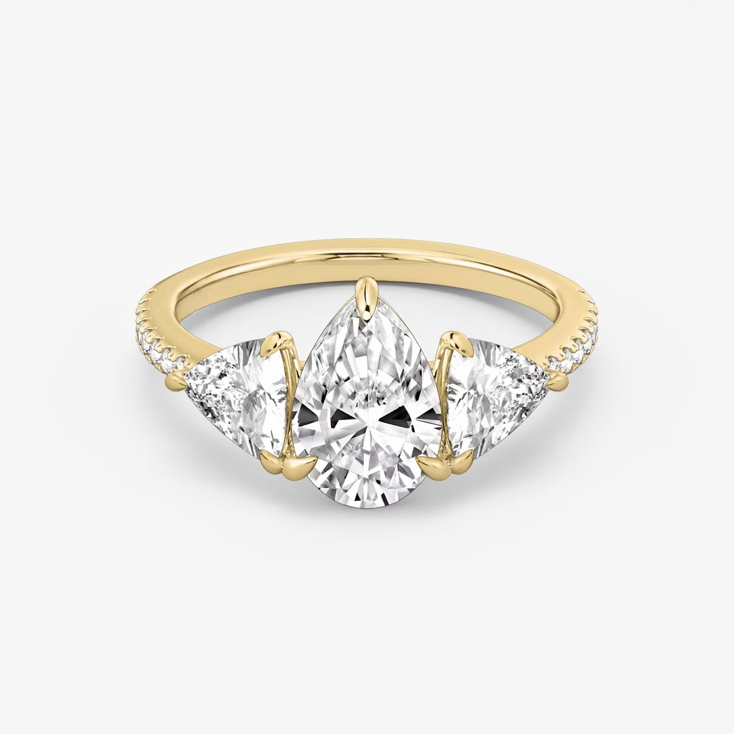 Three Stone Engagement Ring Pave in Pear