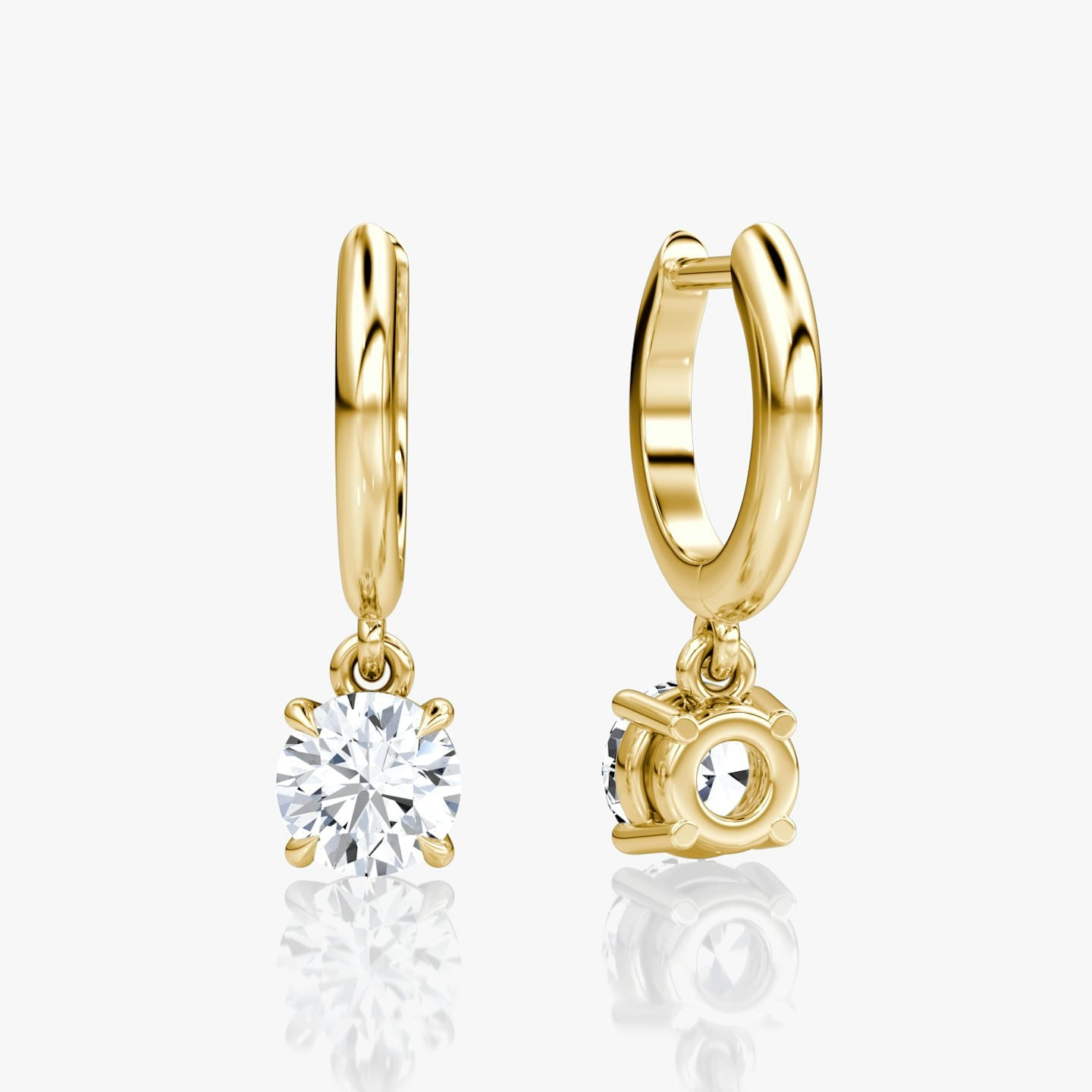 Solitaire Plain Drop Huggie Hoop