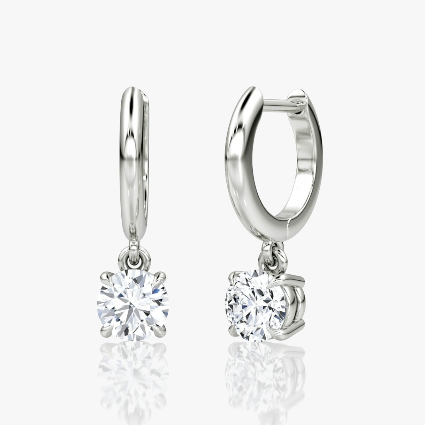 Solitaire Plain Drop Huggie Hoop