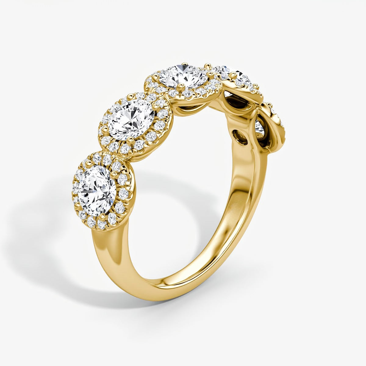 Round Five Stone Halo Band