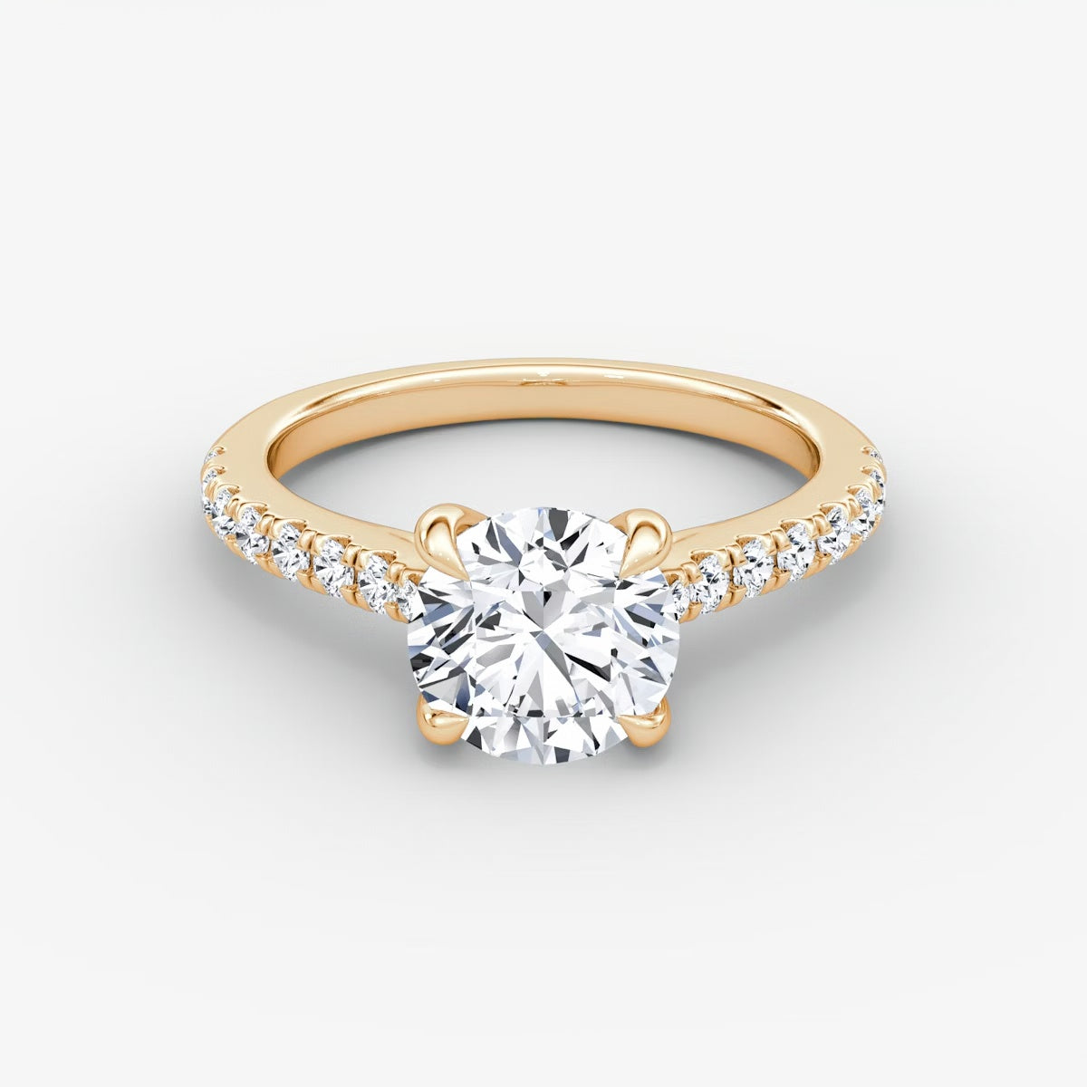 Trellis Cathedral Round Pave Engagement Ring