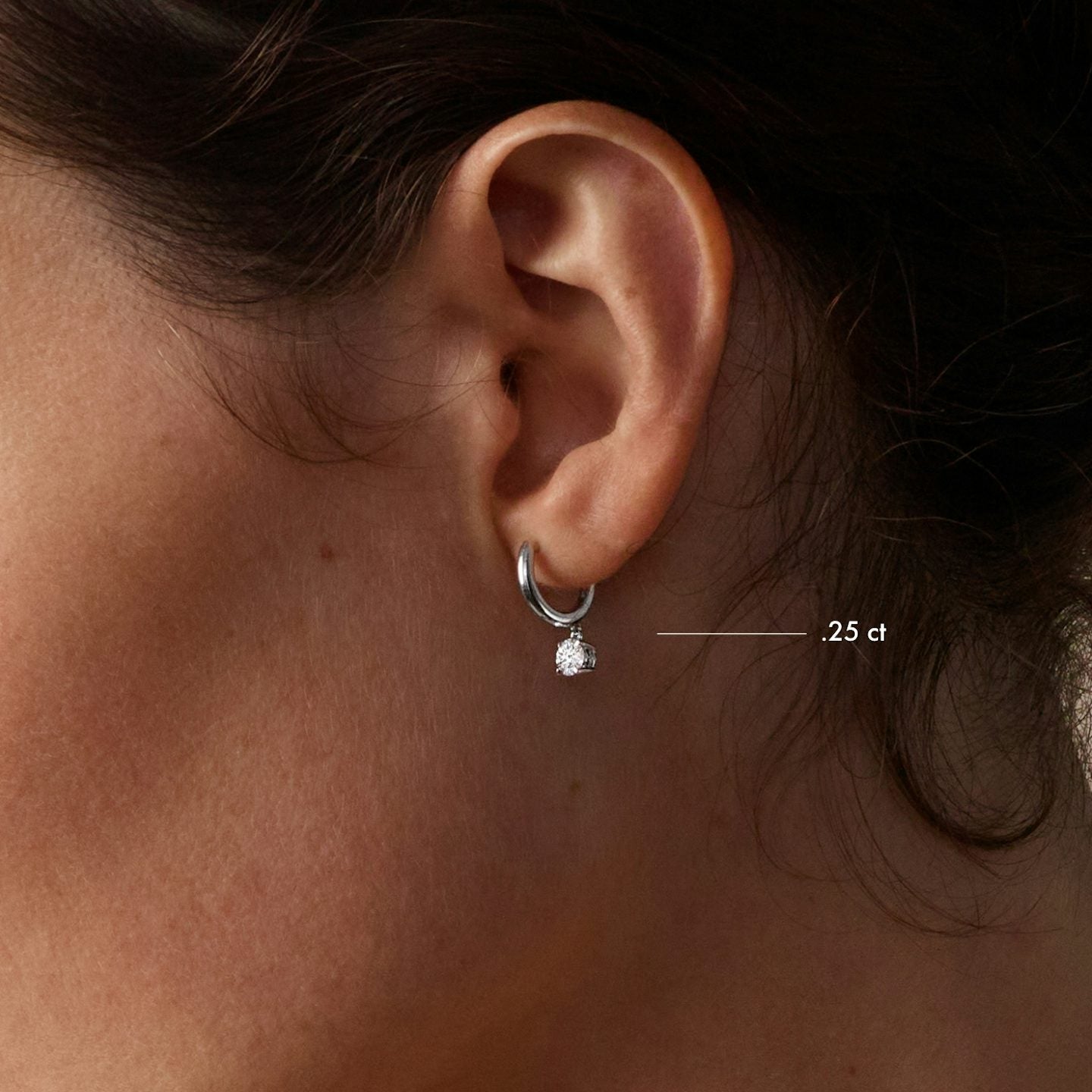 Solitaire Pavé Drop Huggie Hoop