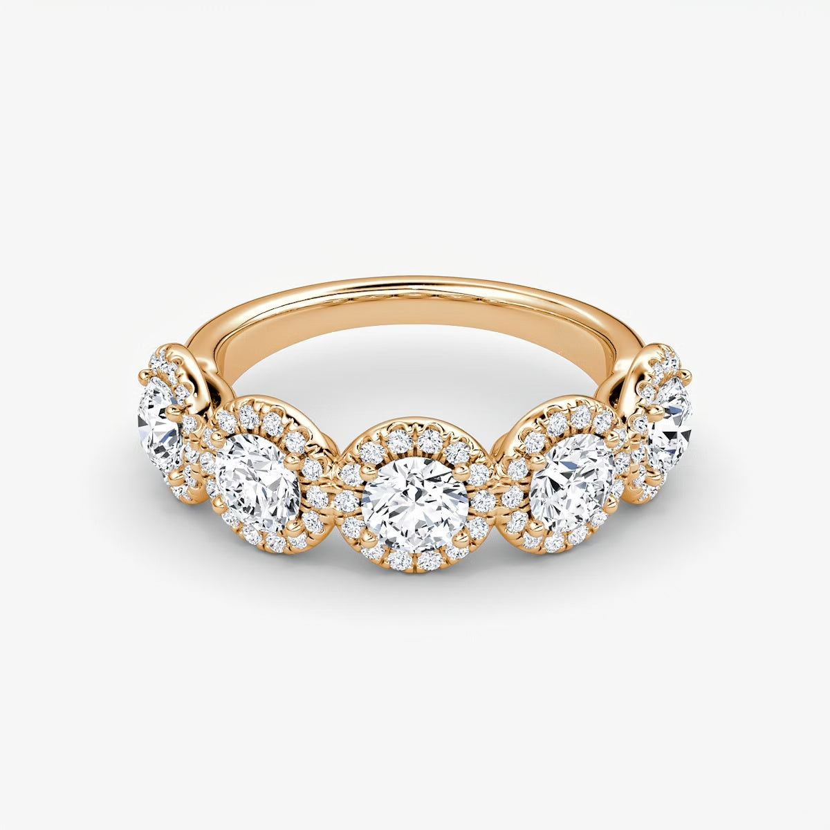 Round Five Stone Halo Band