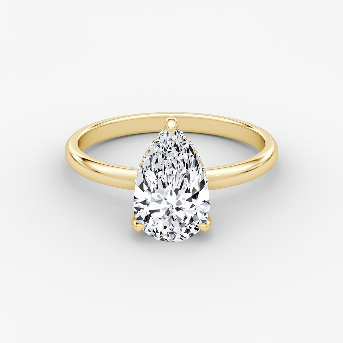 The Classic Hidden Halo Pear Engagement Ring in Plain Large Band