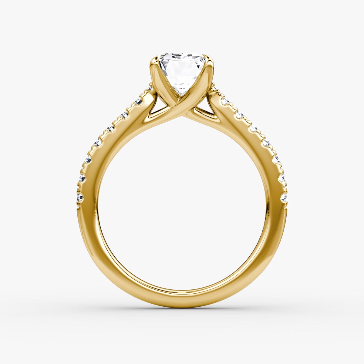 Trellis Cathedral Emerald Pave Engagement Ring