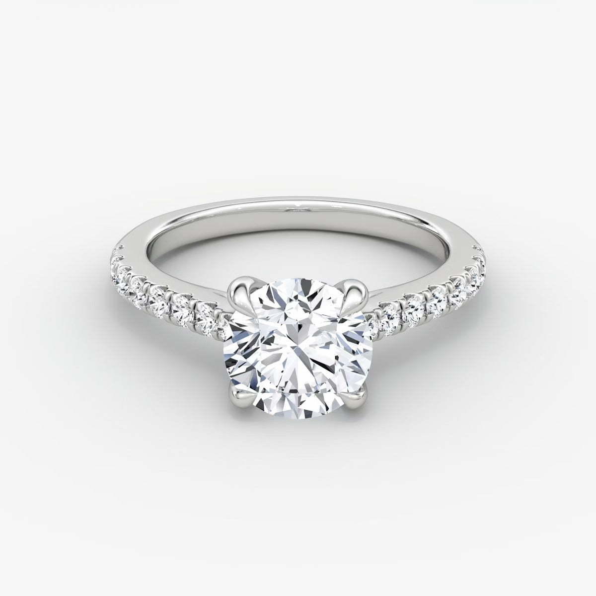 Trellis Cathedral Round Pave Engagement Ring