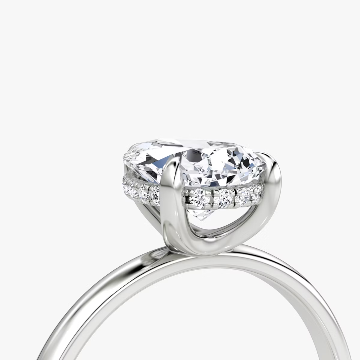 The Classic Hidden Halo Pear Engagement Ring in Plain Standard Band