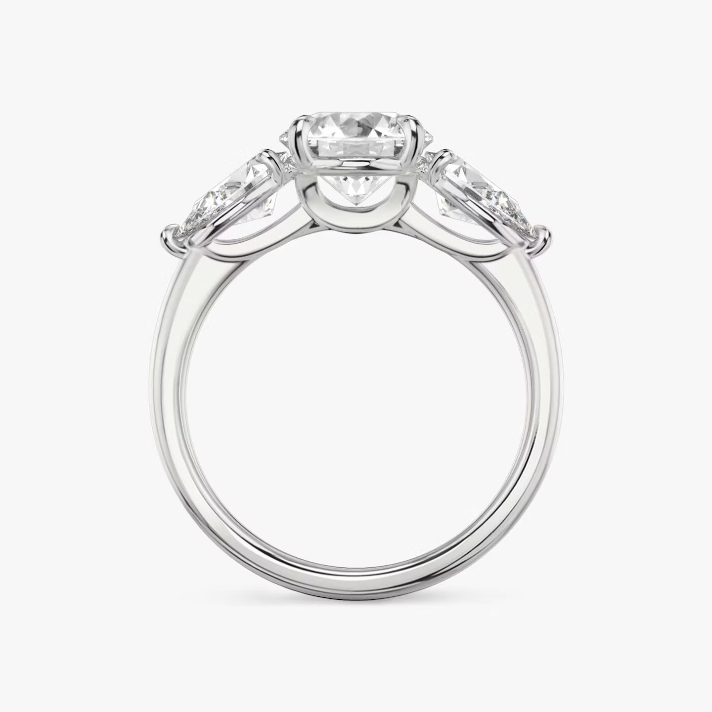 Three Stone Engagement Ring Plain in Round Brilliant