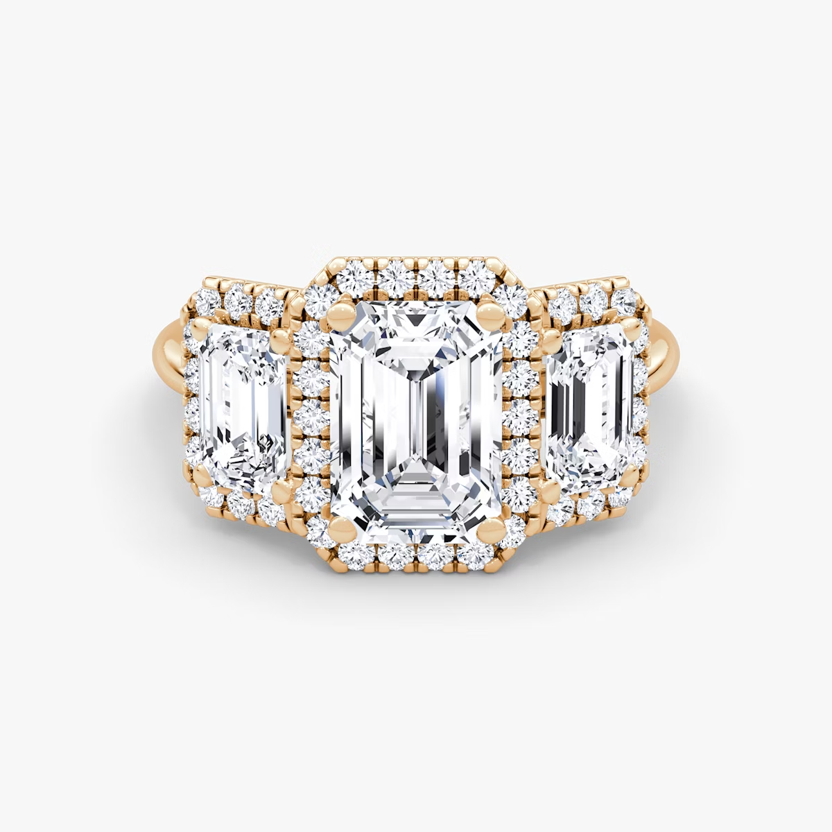 Emerald Three Stone Halo Band