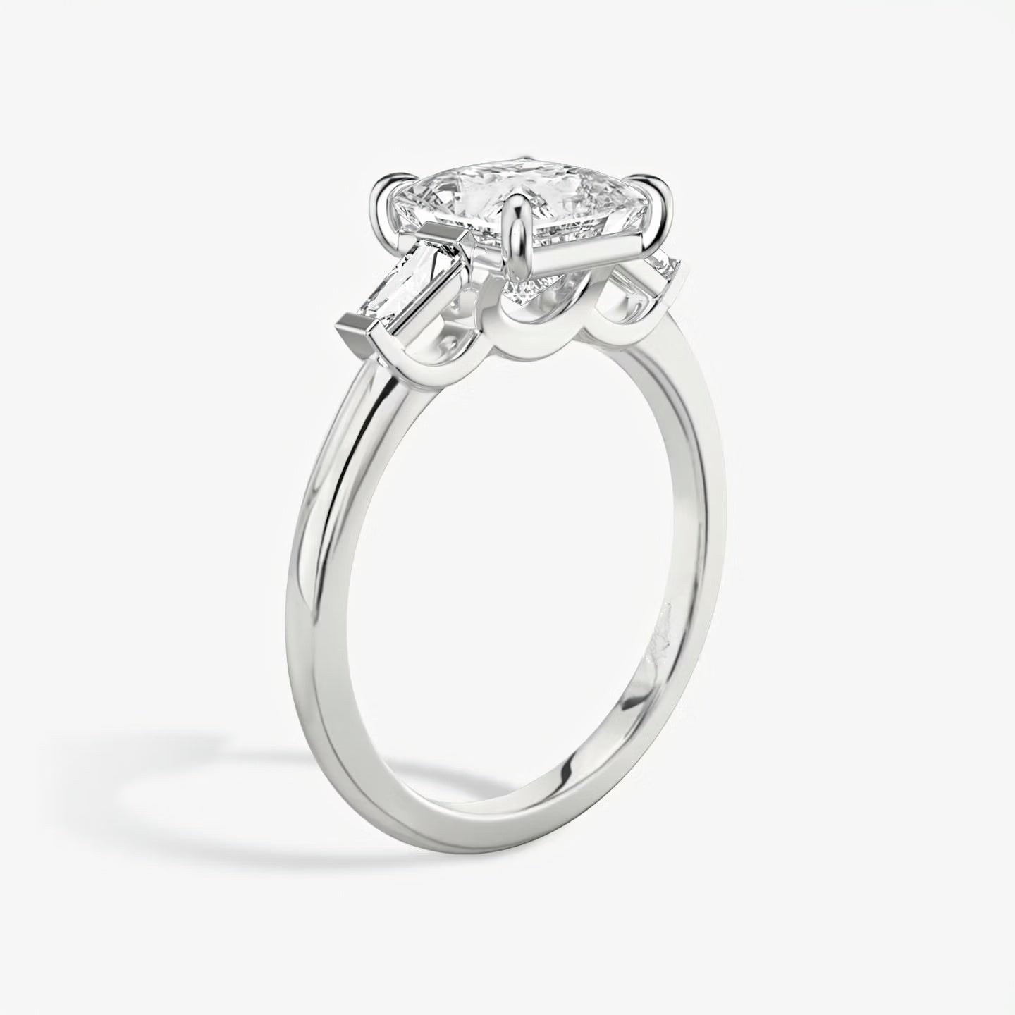 Three Stone Engagement Ring Plain in Princess
