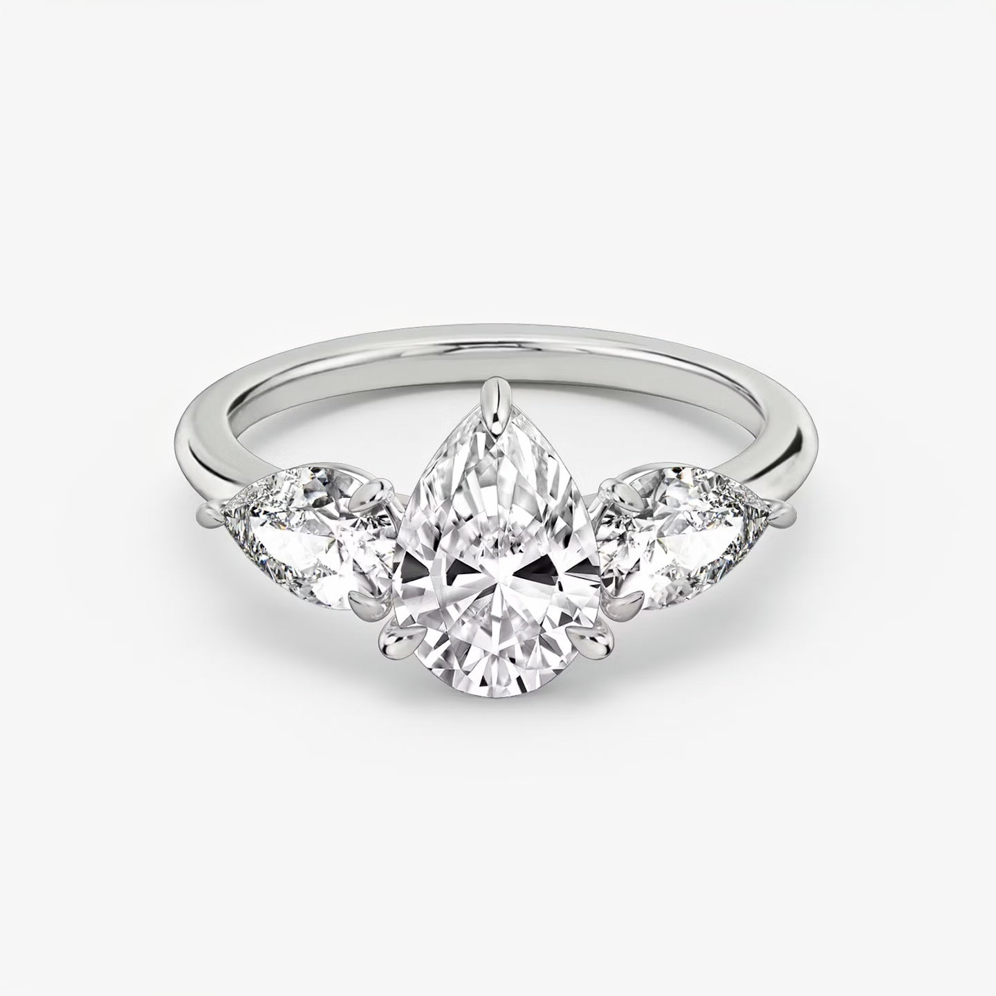 Three Stone Engagement Ring Plain in Pear