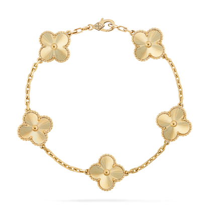 Custom 18K Yellow Gold 5 Clover Bracelet