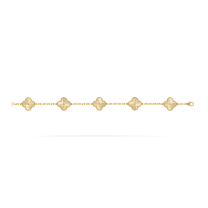 Custom 18K Yellow Gold 5 Clover Bracelet