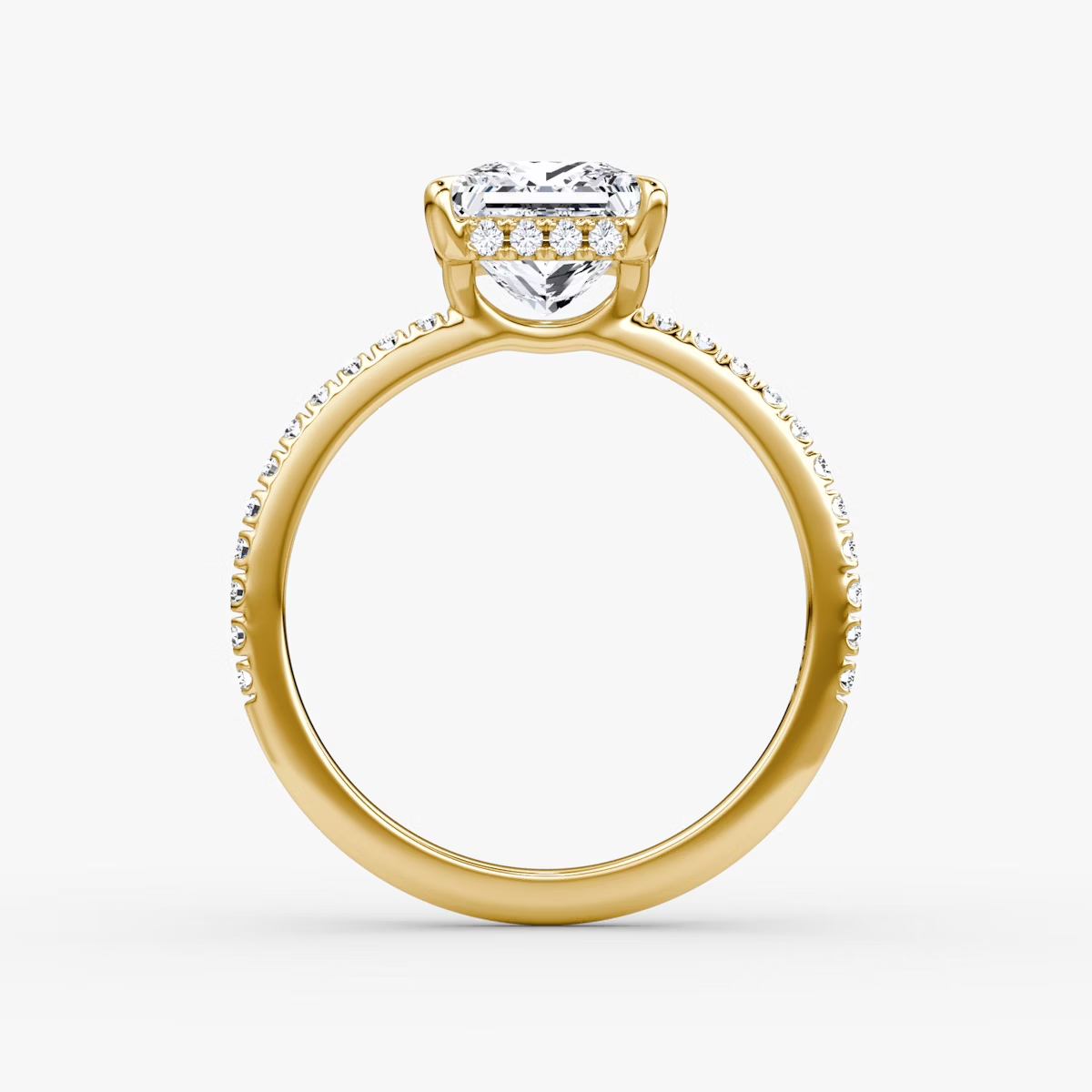 The Signature Princess Engagement Ring in Pave Standard Band