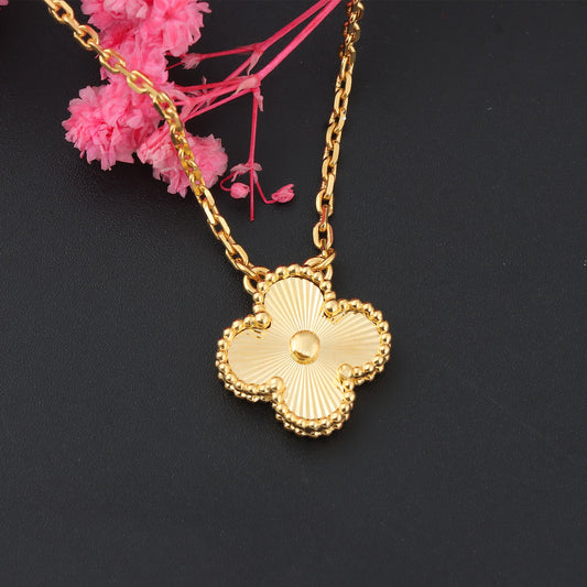 Custom 18K Yellow Gold Guilloche Clover