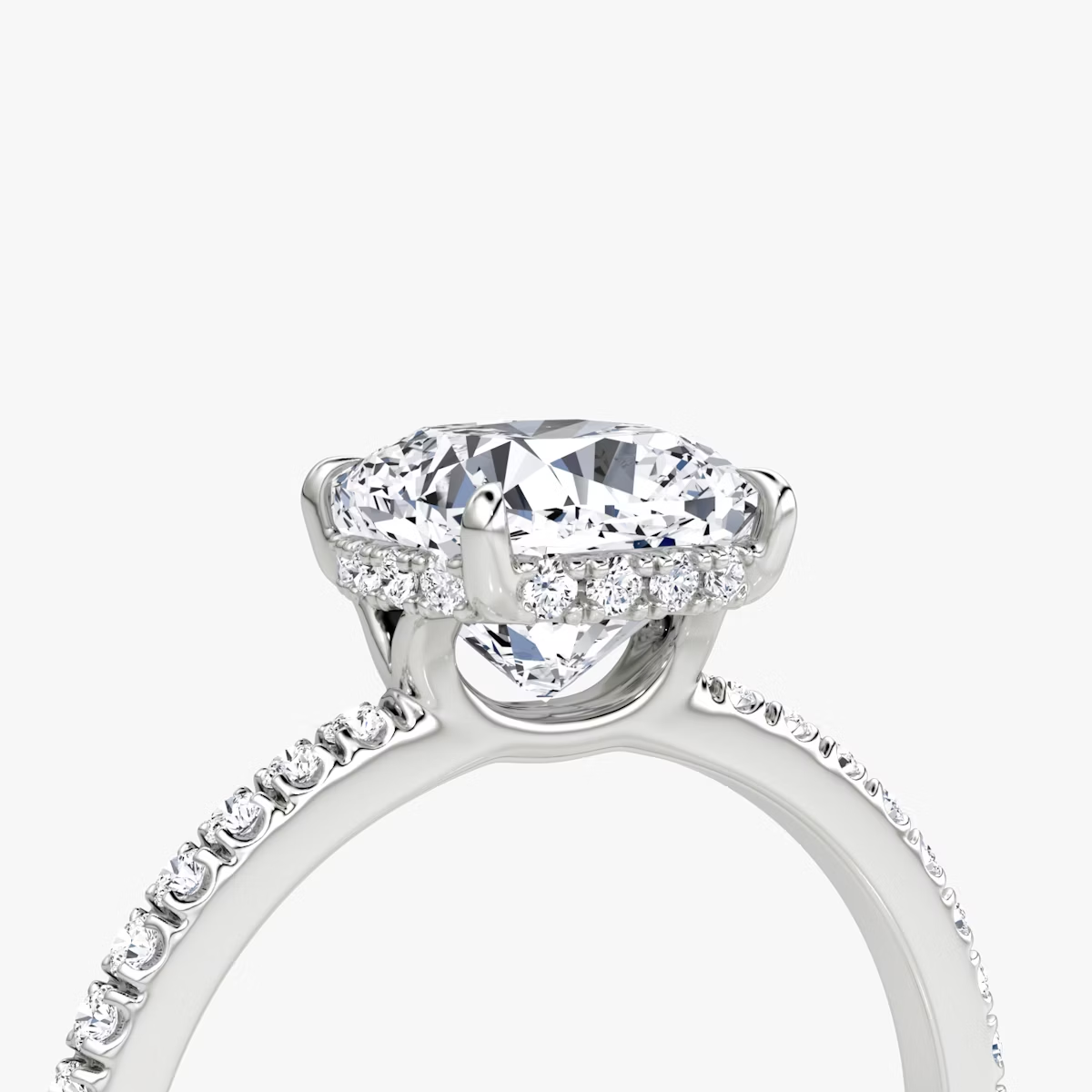 The Signature  Cushion Engagement Ring in Pave Standard Band