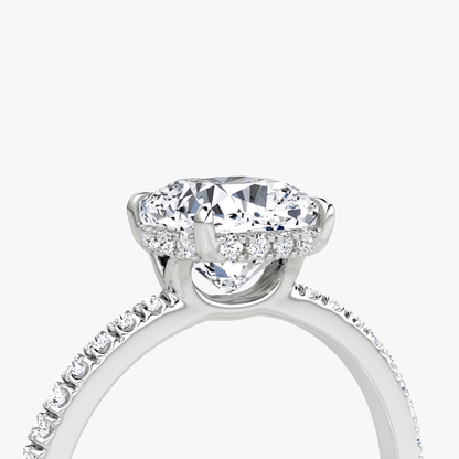 The Signature  Cushion Engagement Ring in Pave Standard Band