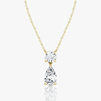 Round and Pear Signature Duo Drop Necklace